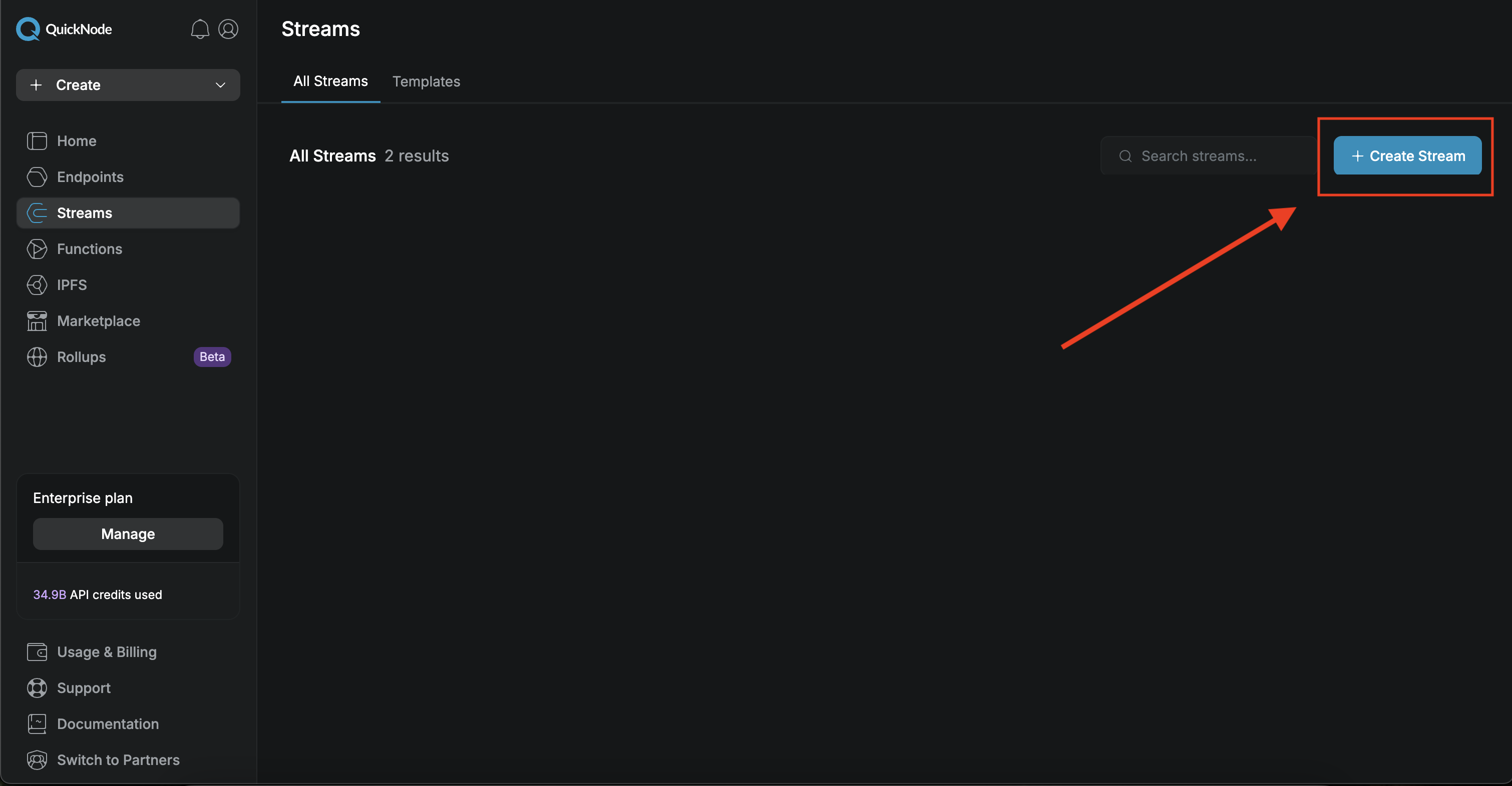 Create Stream Button