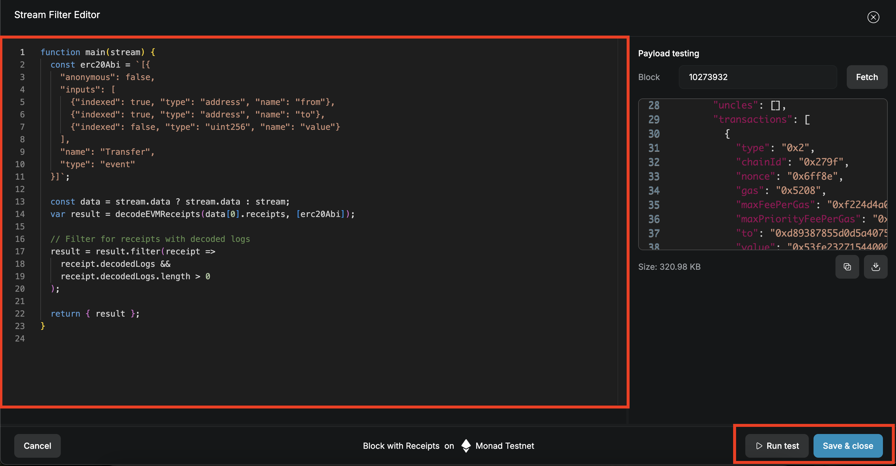 image of filter editor